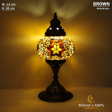 Lámpara de mesa de globo mediano de mosaico turco, luces de escritorio turcas hechas a mano para cocina, lámpara de noche de dormitorio, luces nocturnas, comedor, estudio, sala de estar, restaurante, bar, hotel