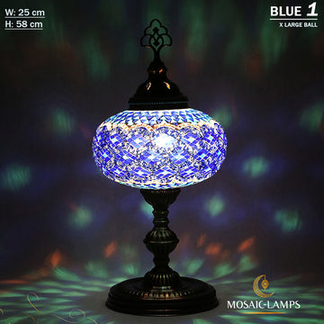 Turkish Mosaic X Large Globe Table Lamp, Marrakech Mosaic Desk Lighting for Kitchen, Bedroom, Dining, Study, Living Room, Restaurant, Bar, Hotel
