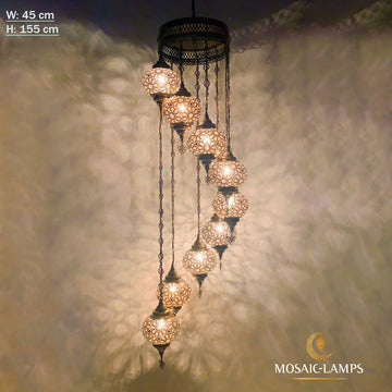 9 candelabros espirales otomanos de globo soplado con láser, lámparas colgantes de globo soplado, candelabros marroquíes, techo colgante turco, restaurante, iluminación de sala de estar