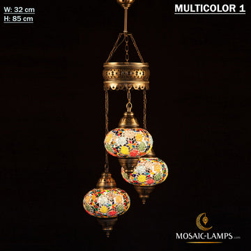 3 große Kugelspirale türkischer Mosaik-Kronleuchter, marokkanische hängende Deckenlaterne, Pendelleuchte, Beleuchtung, Kronleuchter, BEST PRICE LAMPS