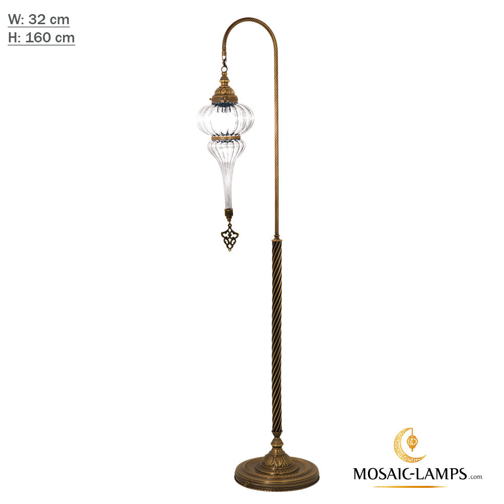 Einzelne osmanische Stehlampe, große Bein-Ecklampe aus klarem Pyrexglas, marokkanische Nachttischlampen, Wohnzimmer-Stehlampe, Schlafzimmer-Stehlampe
