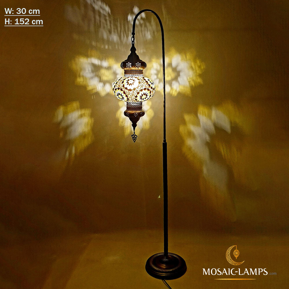 Single X Large Globe Turkish Mosaic Floor Lamp, Laser Metal Big Leg Corner Lamp, Ball Type Living Room Lights, Handmade Bedside Lighting
