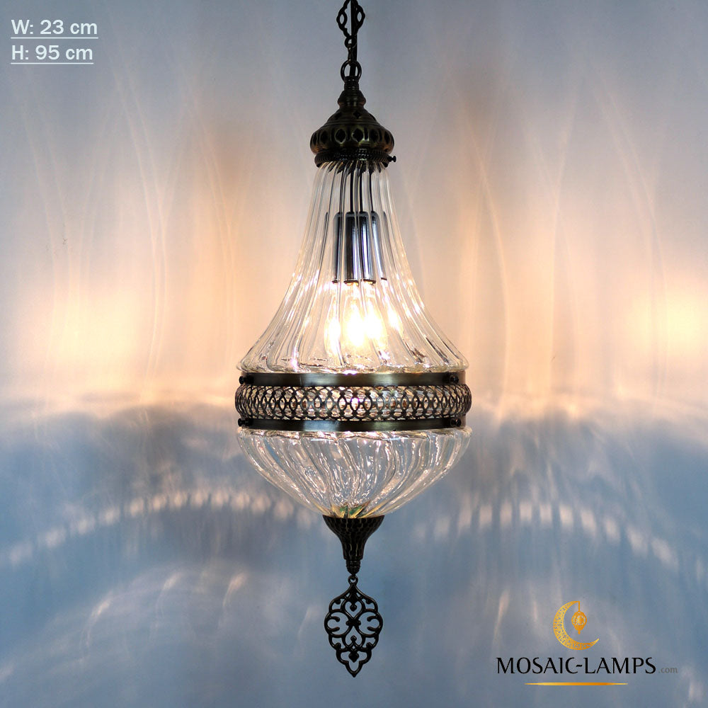 W23 cm Pyrex Blown Glass Ottoman Pendant Lights, Authentic Moroccan Hanging Lamps, Living Room Ceiling Lamps, Restaurant Lantern Lights