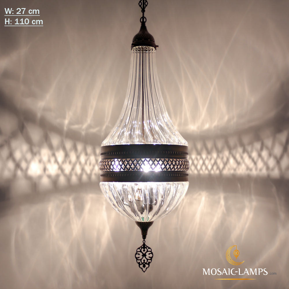 W27 cm Pyrex Blown Glass Ottoman Pendant Lights, Authentic Moroccan Hanging Lamps, Living Room Chandelier, Restaurant Lantern Lights