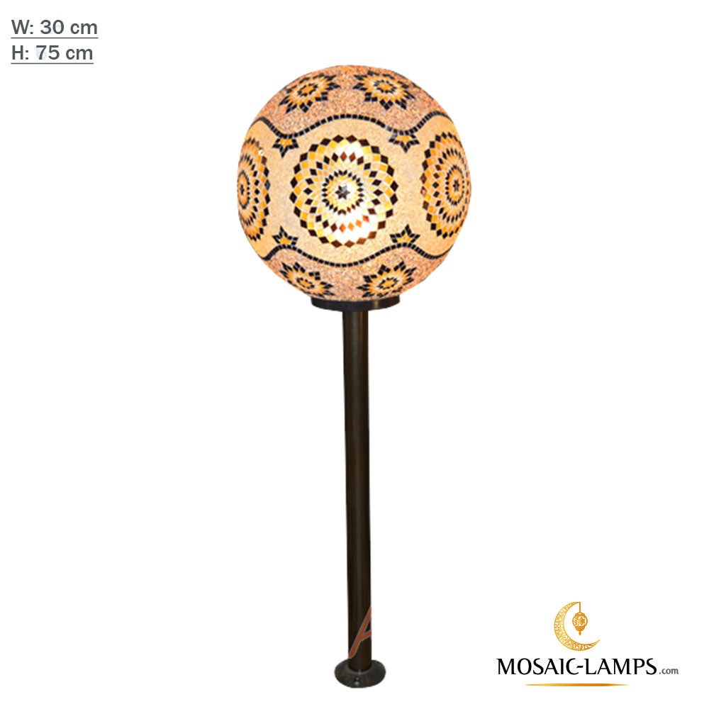 Turkish Mosaic Garden Lamp, X Large Ball Globe, Waterproof Handmade Authentic Outdoor Lights, Hotel, Villa, Home, Restaurant, Pool Lamps